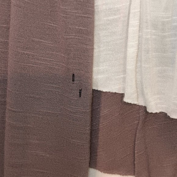 Andrea Ruffle Short Sleeve Blouse With Faux Cardigan Gray White Missy Size M - Picture 3 of 5